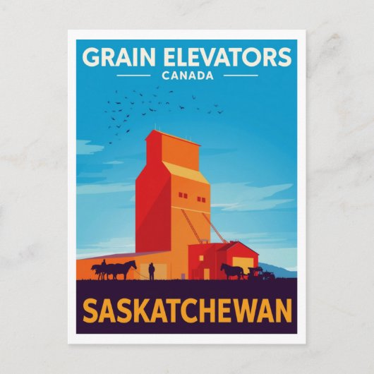 Saskatchewan Graansilo Vintage Briefkaart (Voorkant)