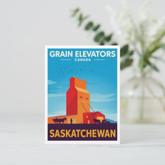 Saskatchewan Grain Elevator Vintage Briefkaart (Staand voorkant)