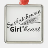 Saskatchewan meisje in het hart metalen ornament (Voorkant)