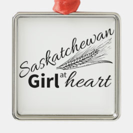 Saskatchewan meisje in het hart metalen ornament