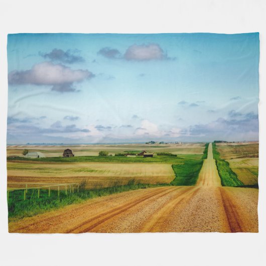 Saskatchewan Prairie Road Fleece Deken (Voorkant (Horizontaal))