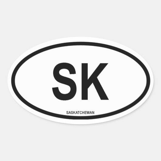 Saskatchewan "SK" Ovale Sticker (Voorkant)