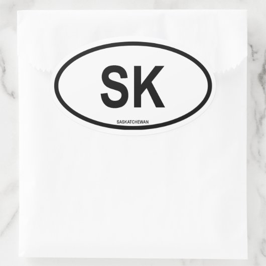 Saskatchewan "SK" Ovale Sticker (Tas)