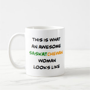 Saskatchewan-vrouw, geweldige koffiemok