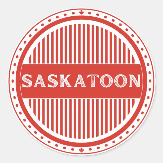 Saskatoon City Pride Emblem – Canadian Identity Ronde Sticker (Voorkant)