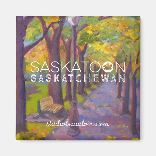 Saskatoon herfstwandeling—ijskastmagneet magneet (Voorkant)
