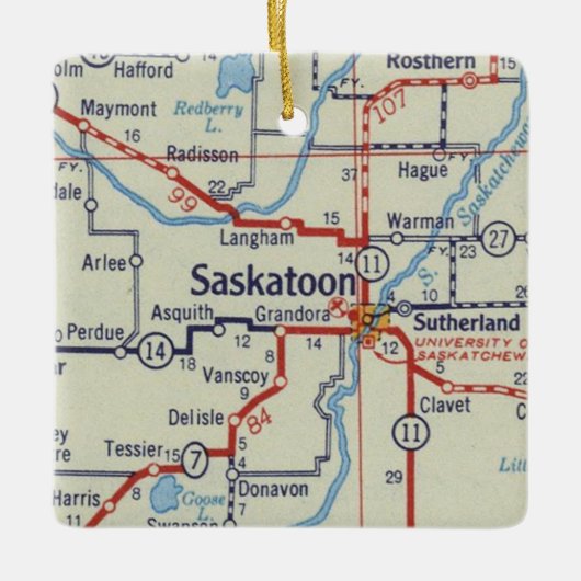 Saskatoon Map Keramisch Ornament (Voorkant)