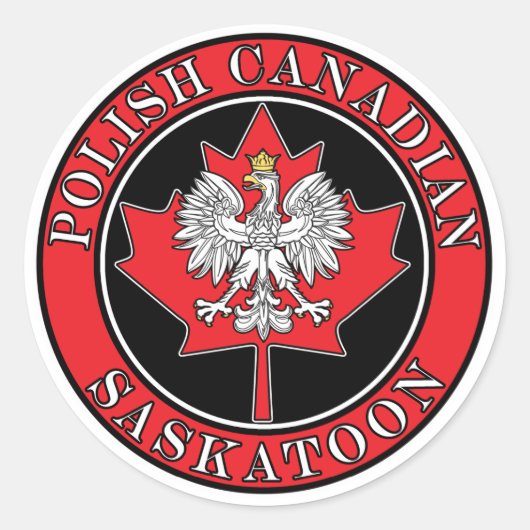Saskatoon Round Poland Canadian Leaf Ronde Sticker (Voorkant)