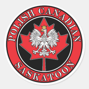 Saskatoon Round Poland Canadian Leaf Ronde Sticker