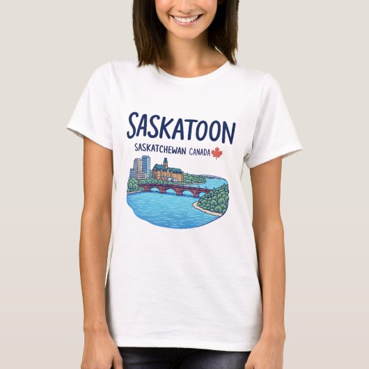 Saskatoon Saskatchewan Canada Mooie Skyline  T-shirt (Voorkant)
