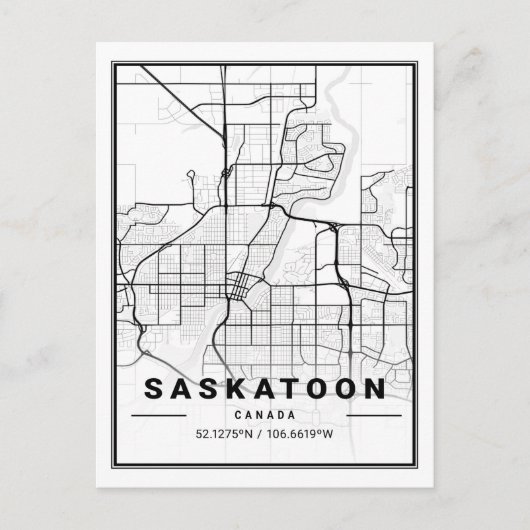 Saskatoon Saskatchewan Canada Travel City Map Briefkaart (Voorkant)
