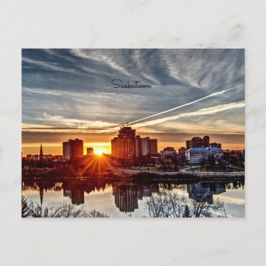 Saskatoon Zonsondergang Briefkaart (Voorkant)