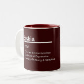 Saski Girl Name Definition Personalized Tweekleurige Koffiemok (Voorkant links)