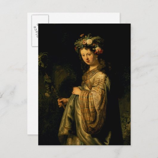 Saskia as Flora, 1634 Briefkaart (Voorkant / Achterkant)