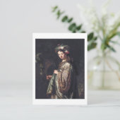 Saskia van Uylenburgh als Flora, Rembrandt, 1634 Briefkaart (Staand voorkant)