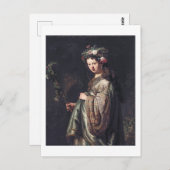 Saskia van Uylenburgh als Flora, Rembrandt, 1634 Briefkaart (Voorkant / Achterkant)