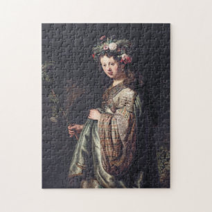Saskia van Uylenburgh als Flora, Rembrandt, 1634 Legpuzzel
