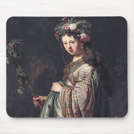 Saskia van Uylenburgh als Flora, Rembrandt, 1634 Muismat (Voorkant)