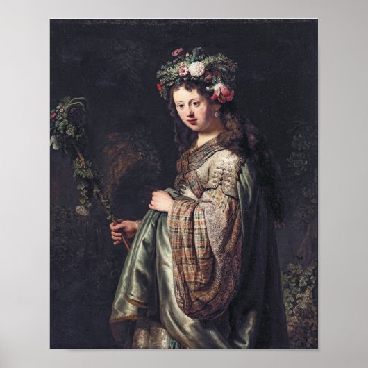 Saskia van Uylenburgh als Flora, Rembrandt, 1634 Poster (Voorkant)