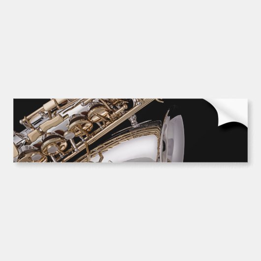 Sasophone op zwart bumpersticker (Voorkant)