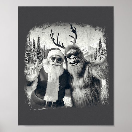 Sasquatch 67 Christmas Tree Funny Santa Bigfoot  Poster (Voorkant)