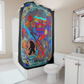 Sasquatch Abstract Doodle Art douchegordijn (In situ)