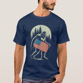 Sasquatch Amerikaanse vlag voor 4 juli Bigfoot T-shirt