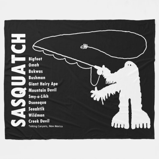 Sasquatch Angler Petroglyph Fleece Deken (Voorkant (Horizontaal))
