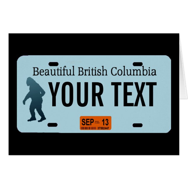 Sasquatch-autonummerplaat van Brits-Columbia (Voorkant Horizontaal)