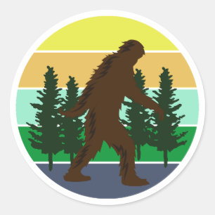 Sasquatch Believer    Sunset Bigfoot Ronde Sticker