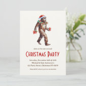 Sasquatch Big Foot in een kerstfeest met kerstmuts Kaart (Staand voorkant)