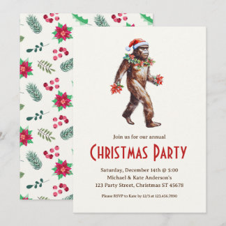 Sasquatch Big Foot in een kerstfeest met kerstmuts Kaart