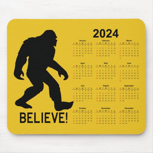 Sasquatch (Bigfoot) 2024 Kalender Muismat (Voorkant)