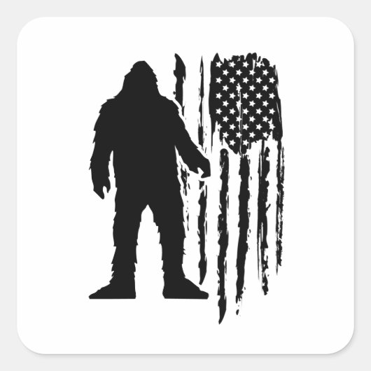 Sasquatch Bigfoot American Flag Vierkante Sticker (Voorkant)