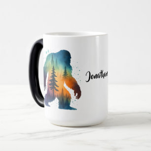 Sasquatch Bigfoot Aquarel Gepersonaliseerde Naam M Magische Mok