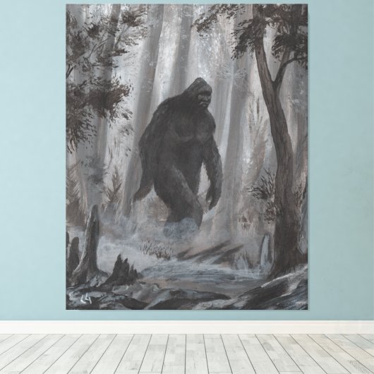 Sasquatch Bigfoot Artwork van Charles A Guthrie Canvas Afdruk (Insitu (Houten vloer))