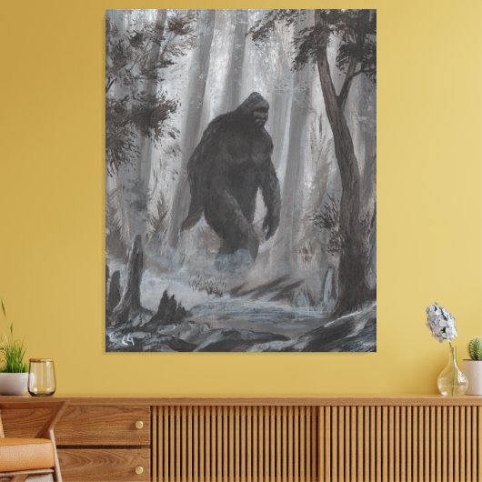 Sasquatch Bigfoot Artwork van Charles A Guthrie Canvas Afdruk (Insitu (Woonkamer))