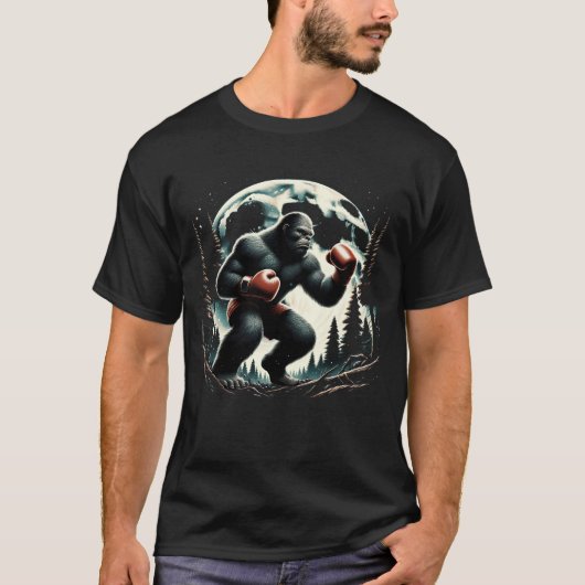 Sasquatch Bigfoot Boxing Full Moon Boxer T-shirt (Voorkant)