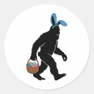 Sasquatch Bigfoot Bunny Ears met paaseieren Ronde Sticker
