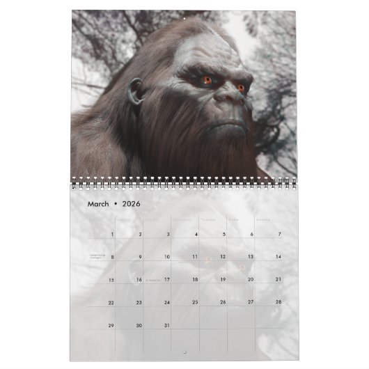 SASQUATCH BIGFOOT CALENDAR KALENDER (Mar 2026)
