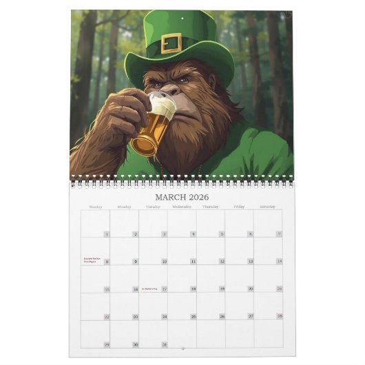 Sasquatch Bigfoot Calendar Kalender (Mar 2026)