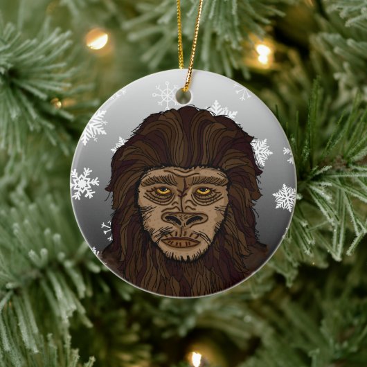Sasquatch Bigfoot en Snowflakes kerst Keramisch Ornament (Boom)