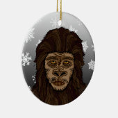 Sasquatch Bigfoot en Snowflakes kerst Keramisch Ornament (Rechts)