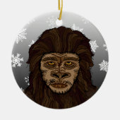 Sasquatch Bigfoot en Snowflakes kerst Keramisch Ornament (Voorkant)