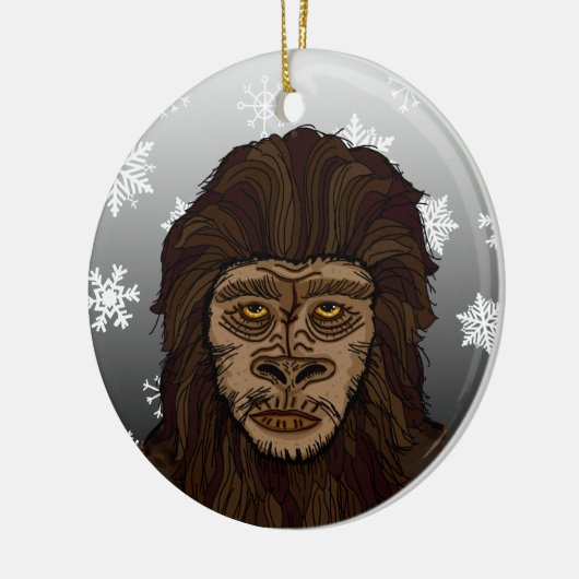 Sasquatch Bigfoot en Snowflakes kerst Keramisch Ornament (Links)