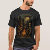 Sasquatch Bigfoot Guitar And Alien Campfire UFO T-shirt (Voorkant)
