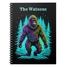 Sasquatch Bigfoot in Blauwgroen en zwart gepersona Notitieboek