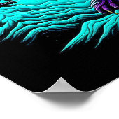 Sasquatch Bigfoot in Blauwgroen en zwart Poster (Hoek)