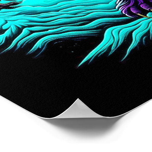 Sasquatch Bigfoot in Blauwgroen en zwart Poster (Hoek)