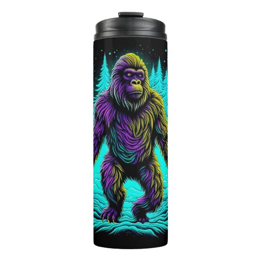 Sasquatch Bigfoot in Blauwgroen en zwart Thermosbeker (Voorkant)